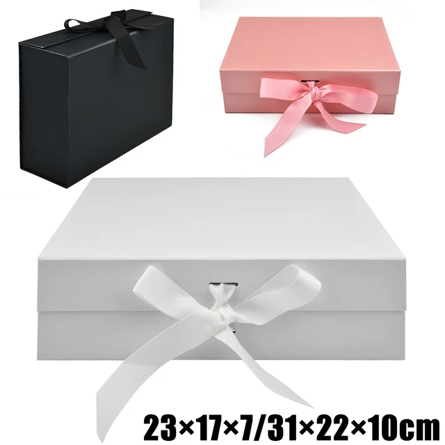 Large Square Kraft Magnetic Gift Box with Ribbon