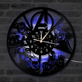 

Vinyl Record Wall Clock 12-Inch LED Clock|Home Decor Marvel Fans Ideal Gifts|Hanging Night Lamp 7 Color Luminous Wall Clock.
