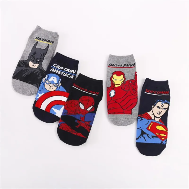 Герой комиксов Marvel женские носки мультфильм Железный человек Капитан Америка Косплей Человек-паук Тор Халк каваи повседневные Летние забавные носки