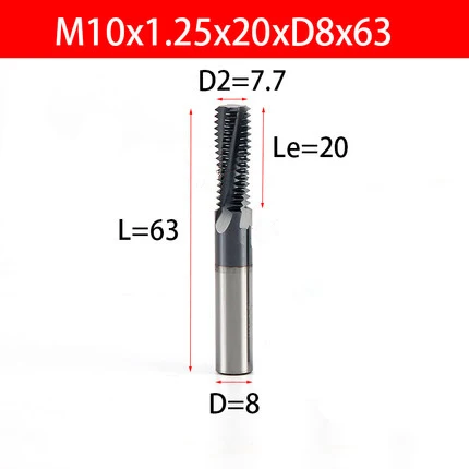 M10x1.25 Резьбовая Концевая фреза M3-M22 Вольфрамовая сталь винтовой фреза с ЧПУ твердосплавные резные фрезы Инструмент режущие инструменты - Длина режущей кромки: M10x1.25