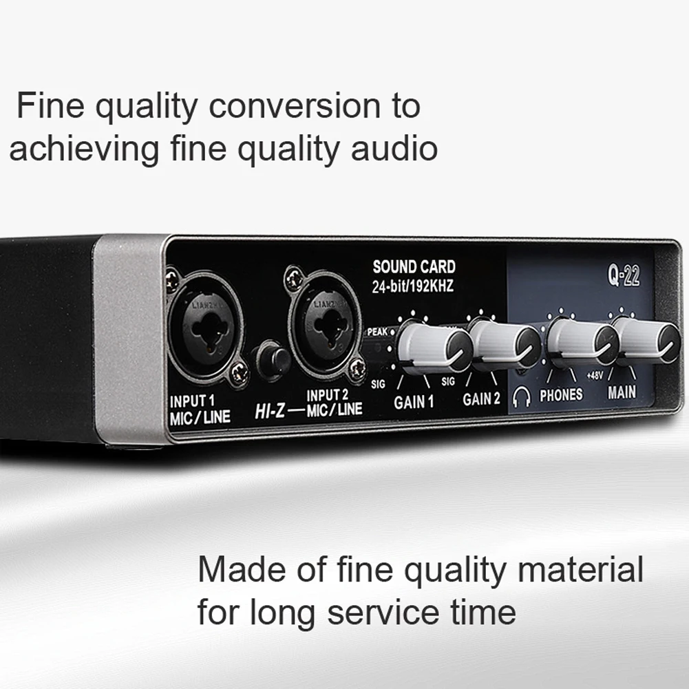 

Audio Interface USB Sound Card Low Noise Mic Preamplifier Computers Recording Tuning Digital Mixing Equipment for Guitar Bass