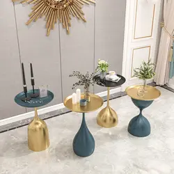 Sofá de hierro forjado de Metal, mesa lateral para sala de estar, mesita de noche, mesa de centro redonda, muebles para el hogar
