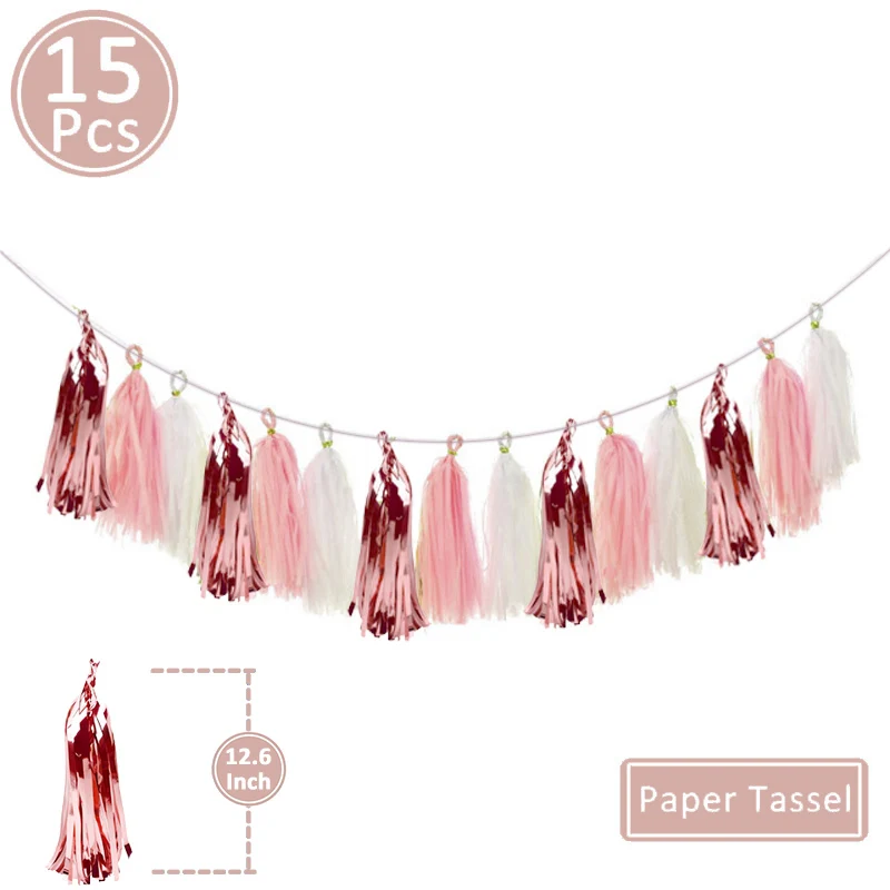 tassel Розовые золотые фольгированные шары с новогодним Рождеством вечерние украшения для дома елки Санта Клауса Рождество - Цвет: tassel