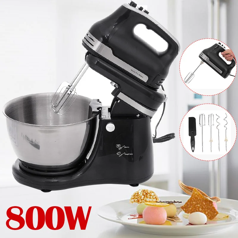4.2L Electric Food Mixer Table Stand Cake Dough Mixer Handheld Egg Beater Blender Baking Whipping Cream Machine 800W 5 Speed