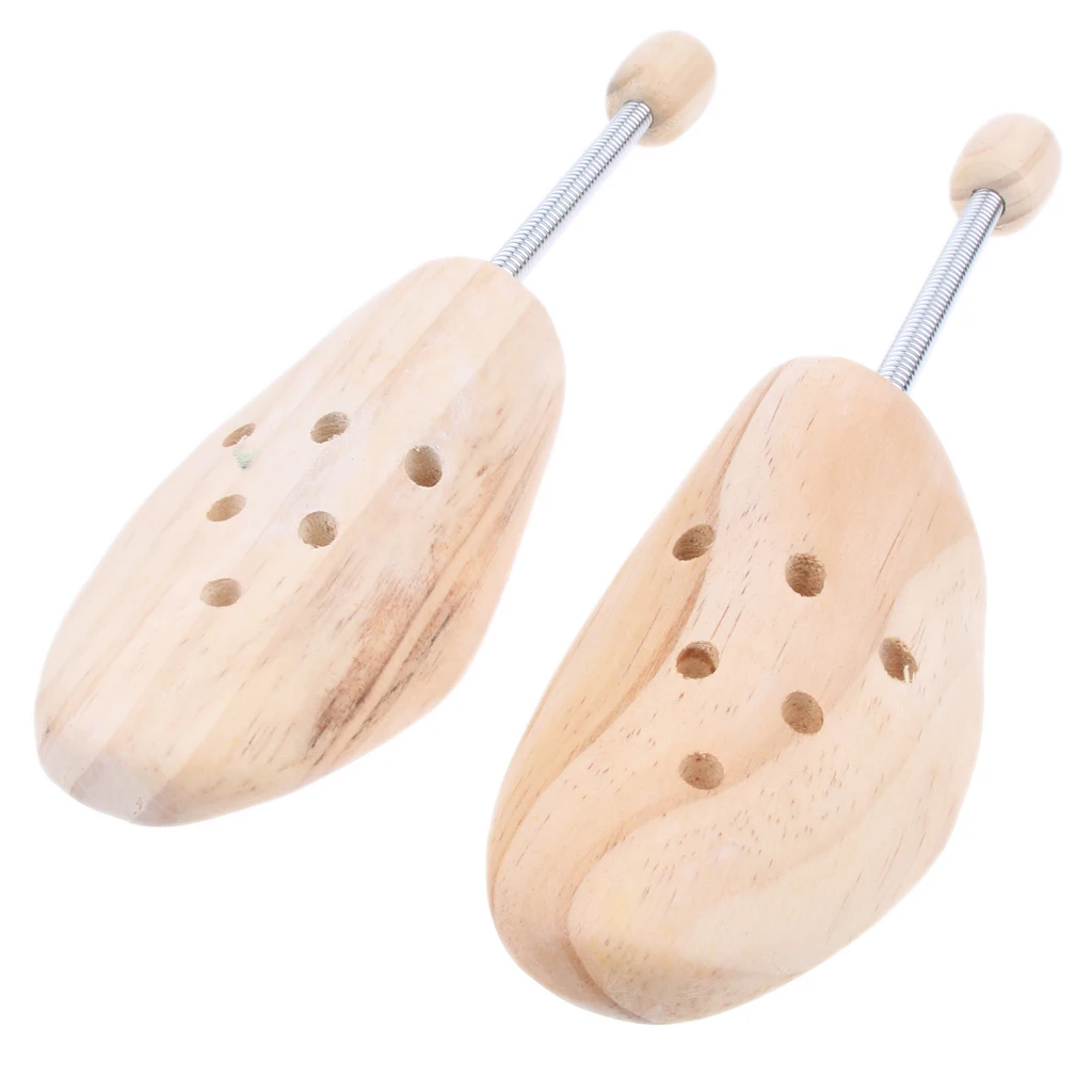 2pcs Men Women Cedar Stretcher Wood Wooden Shoe Tree Shaper Coil Spring