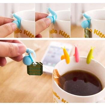 

5pcs/lot Cute Snail Shape Silicone Tea Bag Holder Cup Mug Candy Colors Gift Set