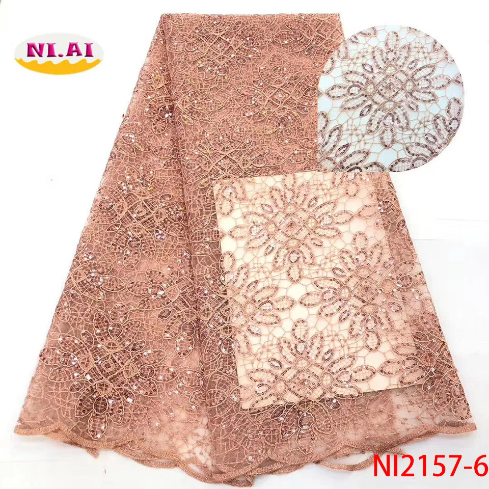 Ниаи Лидер продаж в африканском стиле кружево ткань Высокое качество Кружева Вышивка французский белый нигерийское кружево кружевной ткани, материал NI2157-4