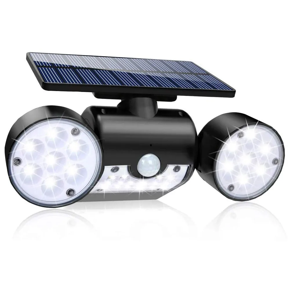

Solar Light Dual Head Solar Lamp PIR Motion Sensor Spotlight Waterproof Outdoor Adjustable Angle 30 LED Lights Garden Wall light