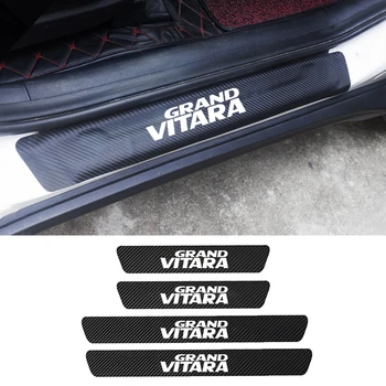 

4pcs PU Leather Carbon Fiber Car Door Sill Stickers For Suzuki Grand Vitara 2000-2014 2015 2016 2017 2018 2019 2020 Accessories