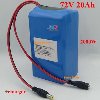 

72v electirc bicycle battery 72v 20ah lithium ion battery pack 72v 20ah 1500w 2000w electric scooter e-bike + 3A charger