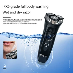 Kemei Electric Shaver Km-832 Car Usb Rechargeable Whole Body Washing Led Digital Display Rotary Three-Head Home Shaving Shaver