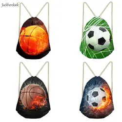 Jackhereook 3D Футбол Баскетбол Печать сумка для шнурка крутая мужская футбольная