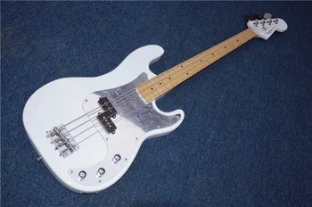 

The high-quality 4-string Jazz Bass electric bass is white with white pickguard chrome-plated hardware. free shipping