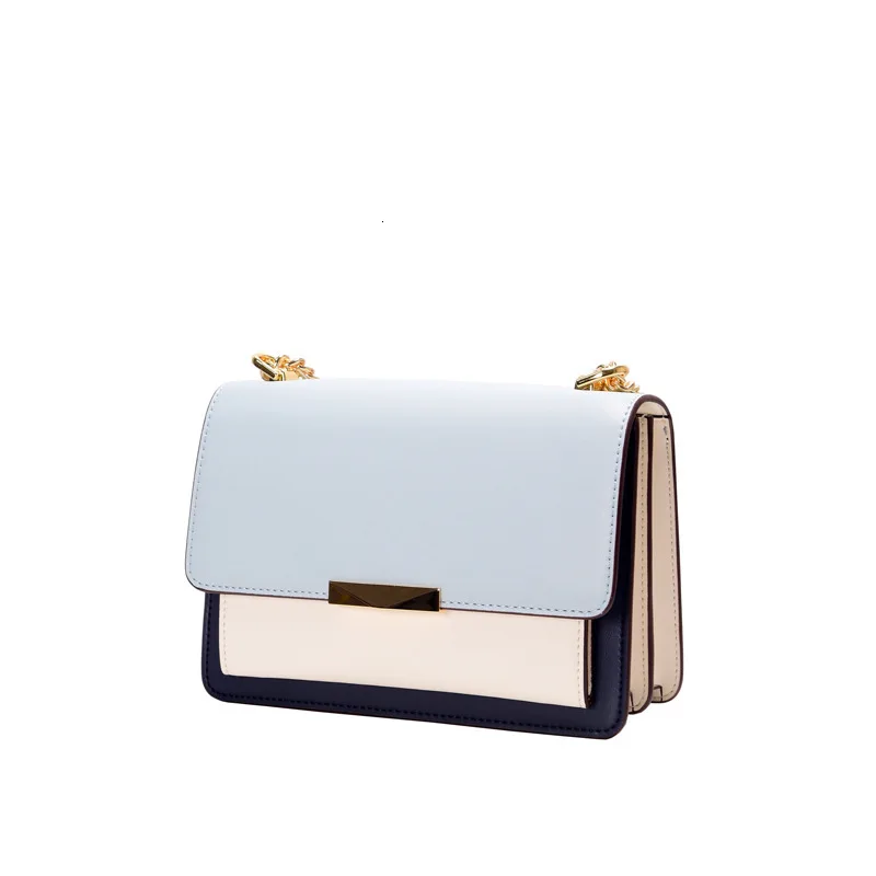 

Genuine Leather Woman Package 2019 Bag Women's Singles Shoulder Diagonal Square Chain Hit Color Handbag luxury women designer