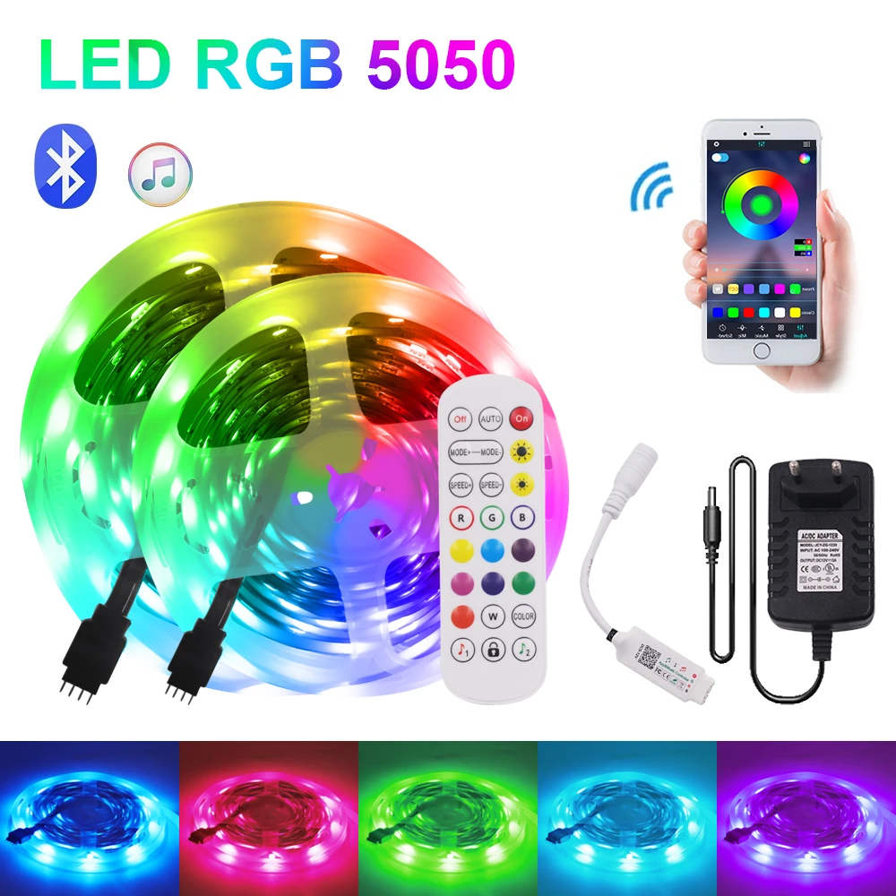 RGB LED Strip Light 12V Waterproof Tape Diode SMD 5050 30Leds/m Led Light  Strip Flexible Ribbon 5m 10m 15m Bluetooth APP Control|LED Strips| -  AliExpress