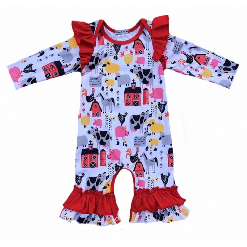 

Farming animal baby boys girls unix romper infant toddler catoon print clothing sets tops pants bloomer skirts for kids children