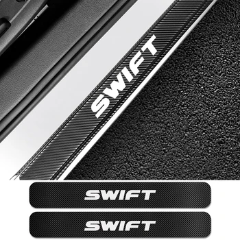 

4PCS Car Door Sill Plate Stickers For Suzuki Swift Auto Scratch Protector Carbon Fiber Vinyl Wrap Decals Car Tuning Accessories