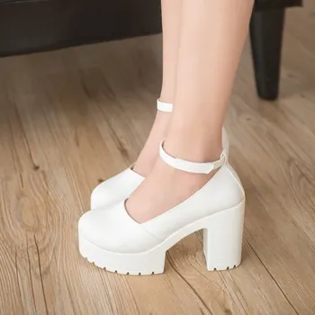 

new spring autumn casual high-heeled shoes sexy ruslana korshunova thick heels platform pumps Black White ladies shoes fgb67
