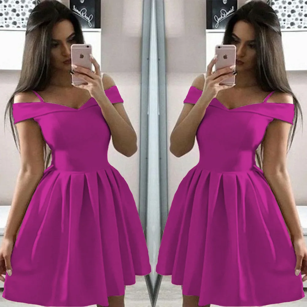 Women Summer Dress Plus Size Solid Color Short Sleeve Female Casual High Waist Oversize Mini Dresses Clothes vestidos S-3XL