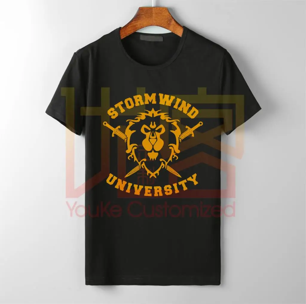

world of warcraft stormwind university t-shirt men's hot selling 100% cotton custom printed high quality brand unisex t-shirt