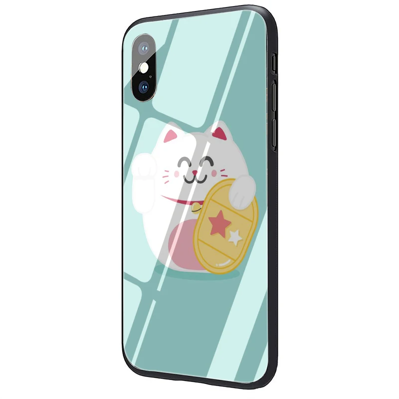 Милый счастливый кот закаленное стекло чехол для телефона чехол для iPhone 5 5S SE 6 6S 7 8 plus X XS XR 11 pro Max - Цвет: G3