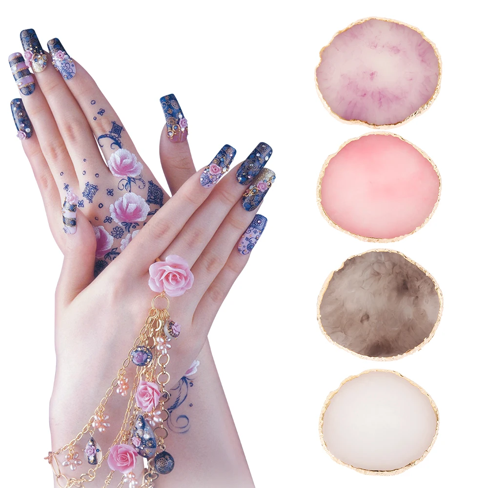 Natural Resin Nail Color Paint Palette Holder Drawing Art Jewelry Display Plate Tray Drop Shipping |