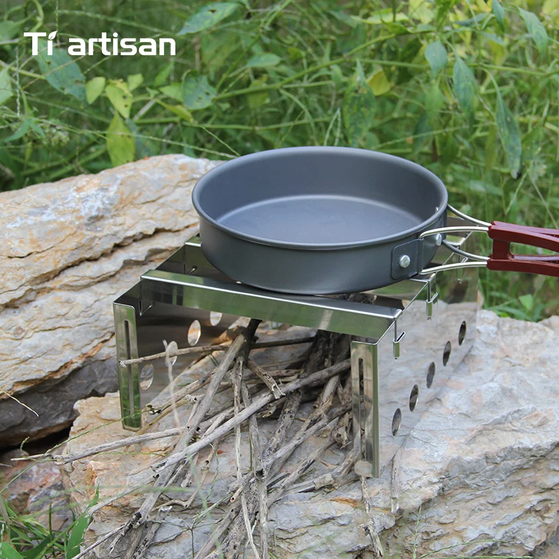 Tiartisan напольная плита компактная Легкая альпинистская дровяная плита портативная напольная кухонная плита для пикника из нержавеющей стали мини-плита
