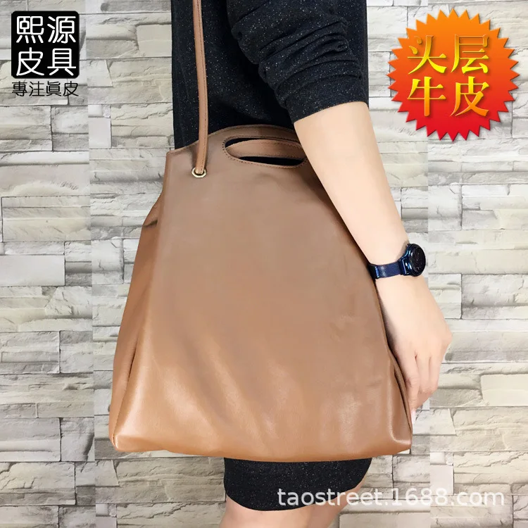 

2019 New Style Women's Leather Bags Full-grain Leather Simple Casual Multi-functional Pull-belt Portable Shoulder Bag