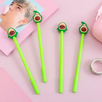 

4pcs Lovely 0.5mm Kawaii Face Avocado Gel Ink Pen Signature Neutral Pen School Office Writing Stationery Supply