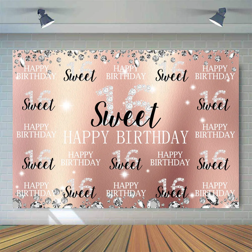 Yeele Sweet 16th Birthday Backdrop 10x8ft Colorful Sixteen Year Celebration Party Photography Background Daughter Son Photo Booth Princess Girls Portrait Dessert Table Photoshoot Props Wallpaper