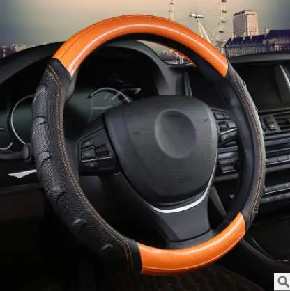 Яркая ПУ кожа крышка рулевого колеса автомобиля массаж Спорт авто чехол на рулевое колесо автомобиль Стайлинг украшение 38 см - Название цвета: style3