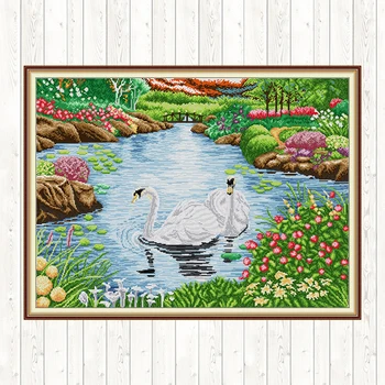 

Swan Lake 3 Cross Stitch Kit Embroidery Set DIY Needlework Kits 14CT 11CT Counted Printed Canvas Handmade Cross-stitch Paintings