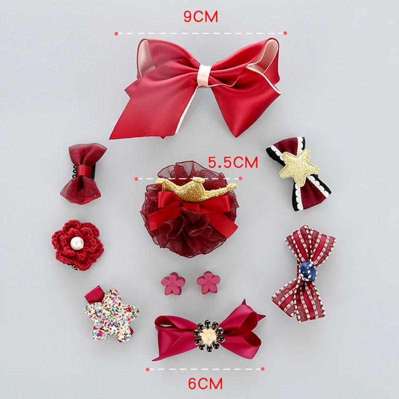 10 PCS Hair Clip Set Cute Crown Bowknot Kind Hairpin Flower Star Girls Hair Accessories Headwear Headband Hairgrip