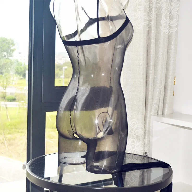 Sexy Men Erotic Sheer Bodysuit Transparent Cockring Body Stocking Oil Shiny Open Crotch BodyStocking Penis Pouch Sissy Lingerie men underwear sexy lingerie