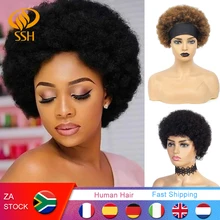 Aliexpress - SSH Short Afro Kinky Curly Wig Brazilian Remy Human Hair Short  Wigs 150% Density For Women Black Brown Color Cheap Wigs