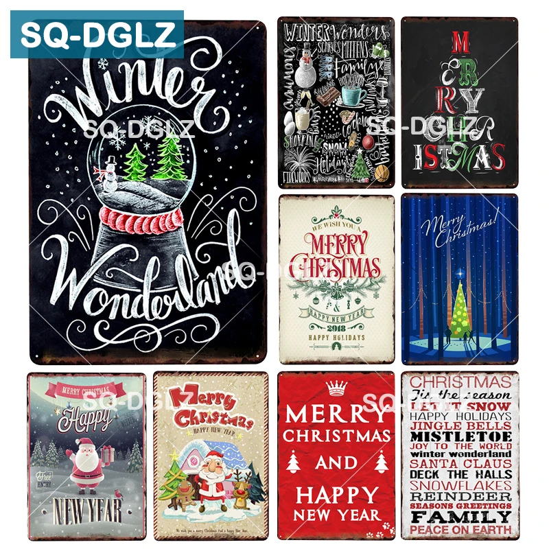 

[SQ-DGLZ] Christmas Metal Sign Tin Sign Bar Wall/Door Decor Tin Sign Home Decor Painting Plaques Handed Painting Christmas Gift