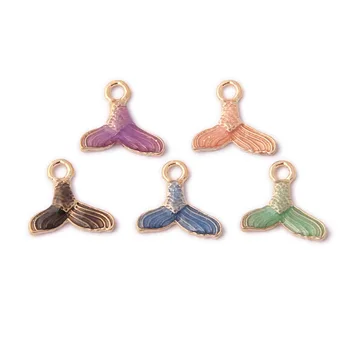 

Wholsale 100pcs 13*15mm Fish Tail Mermaid Enamel Alloy Charms Necklace Earring Floating Pendant Oil Drop Ornament Accessories