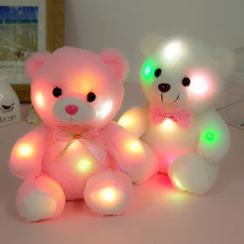 

22CM 12Seconds Sound Recording Colorful Luminous Glowing Plush Baby Toy LED Lighting Stuffed Bear Plushen speelgoed BDF99