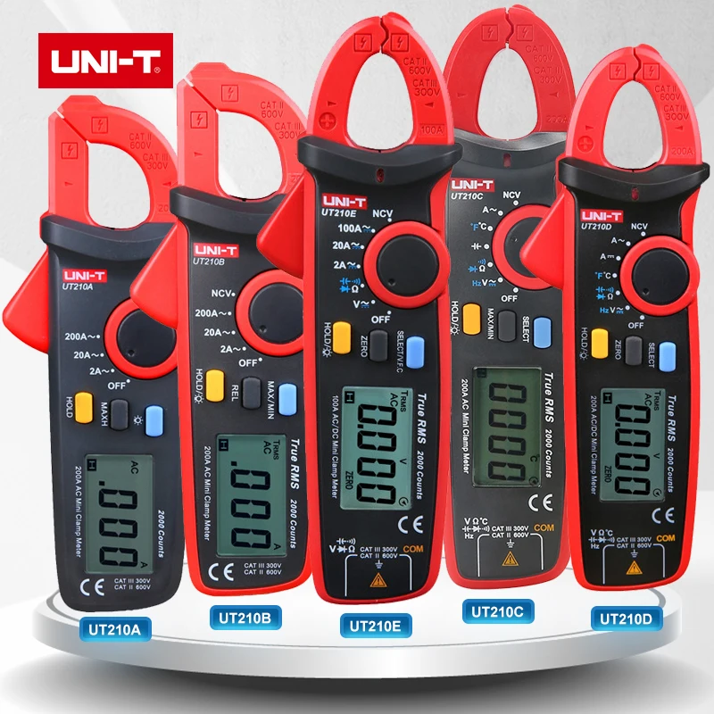Mini Digital Clamp Meters AC/DC Current Voltage UNI-T UT210 Series True RMS Auto Range VFC Capacitance Non Contact Multimeter |