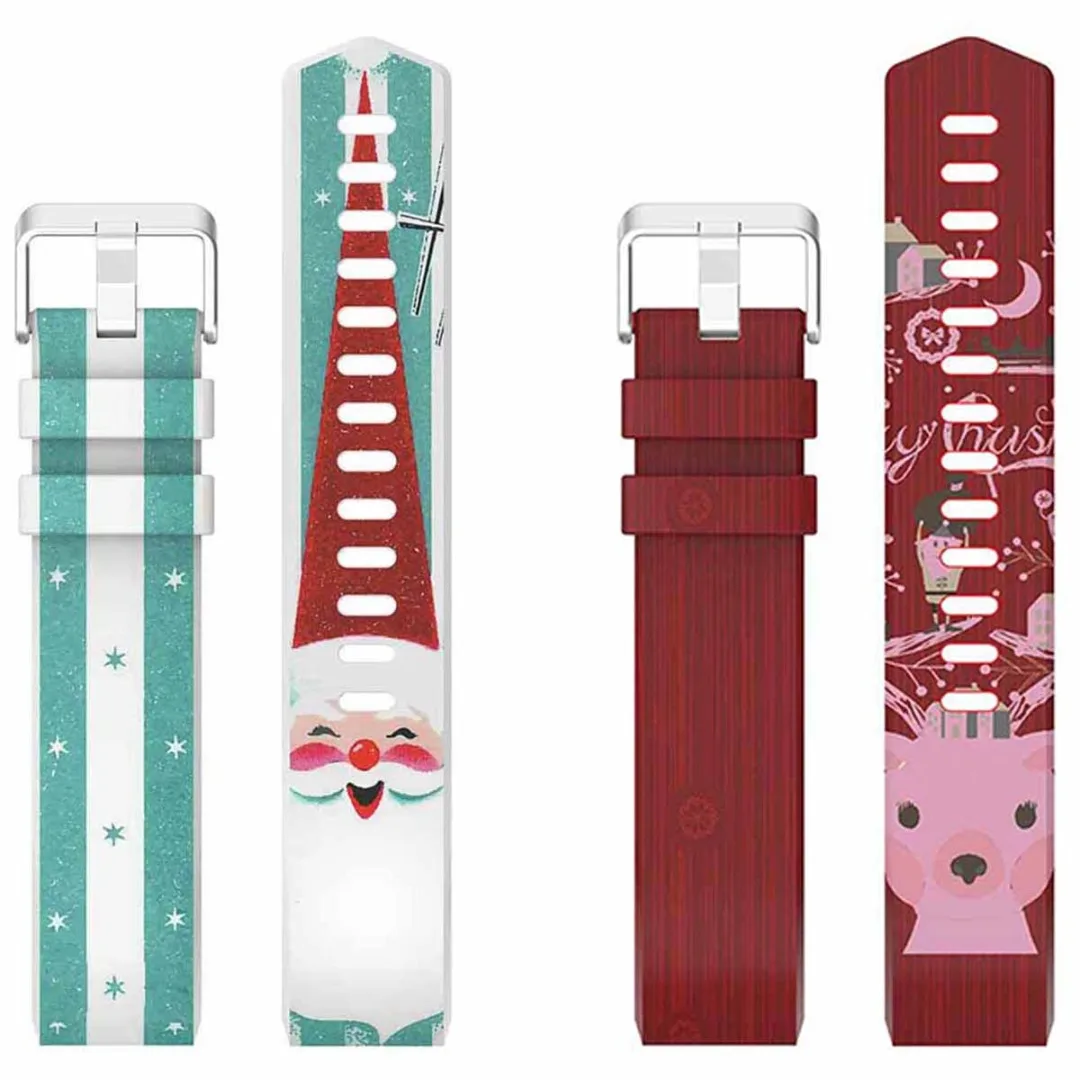 

For Fitbit Charge 2 Band Adjustable Silicone Strap Bracelet Cartoon Santa Claus Antler Printing Smart Watch Band Sport Bracelet