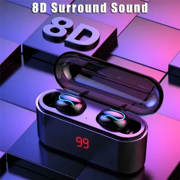 

USLION New 5.0 Bluetooth Headset Binaural Earphone Handsfree Headphone Sports Earbuds 9D Sound Noise Cancelling Gaming Headset