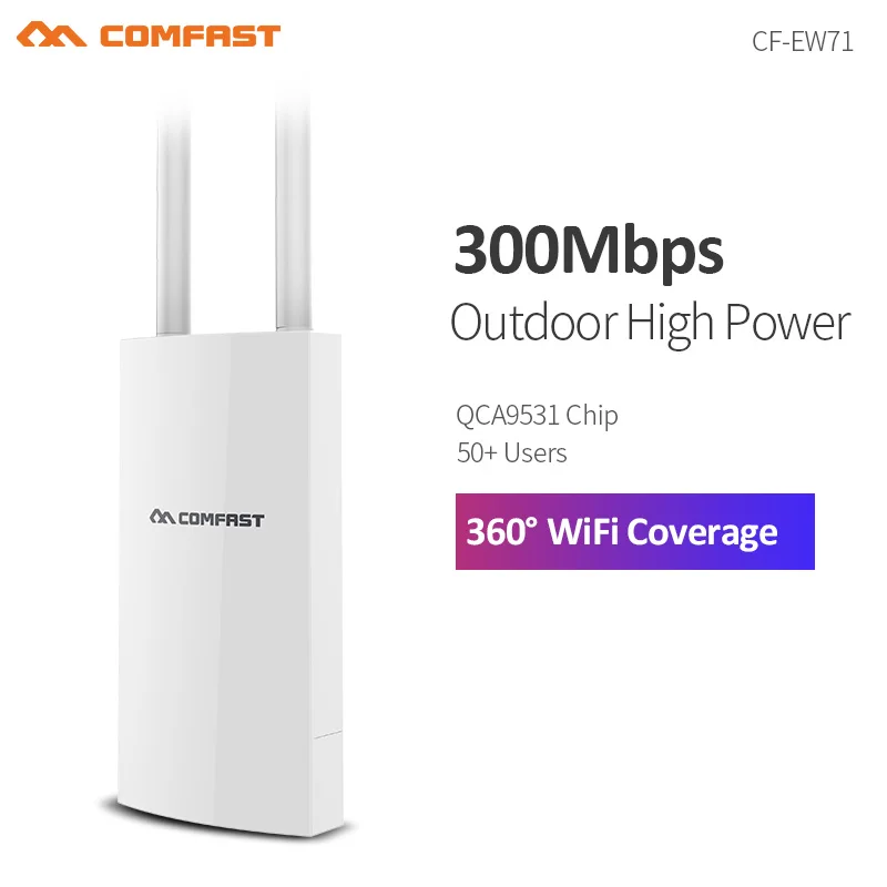 Punto de acceso exterior Comfast AC1200 de alta potencia, enrutador Gigabit de 2,4 G y 5 GHz, repetidor AP, antena WiFi de largo alcance para jardín callejero