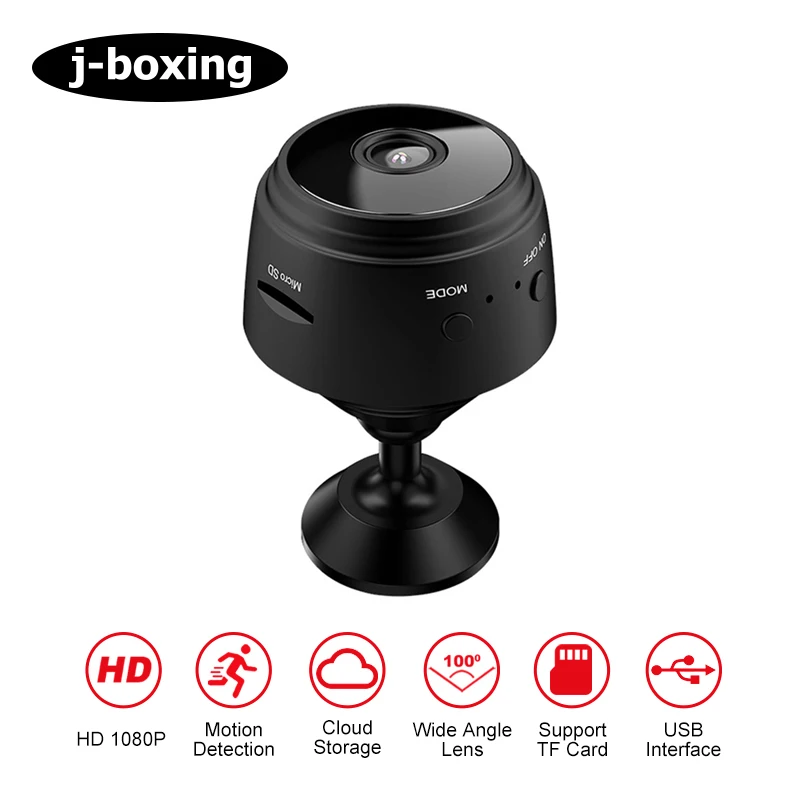 

J-boxing Mini Security Camera 1080P HD Wireless Surveillance P2P Camera Night Vision Remote Monitor Phone App Support TF Card