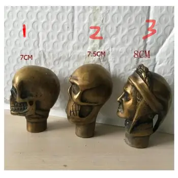 

Zhao Asian Chinese Old Bronze Handmade Carved Skull Statue Walking Stick Head 3 styles to choose H:7CM,7.5CM,8CM