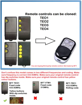 

TEO1 TEO2 TEO3 TEO4 Remote Control Duplicator 4-Channel 433.92MHz fixed code