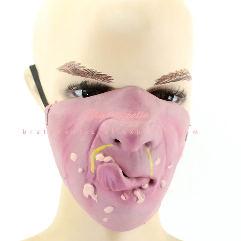 Хэллоуин маска для взрослых латексный клоун маски на пол-лица ужасный страшный ужасный маскарадный Косплэй вечерние Пурим Хэллоуин украшения - Цвет: 014  half face mask
