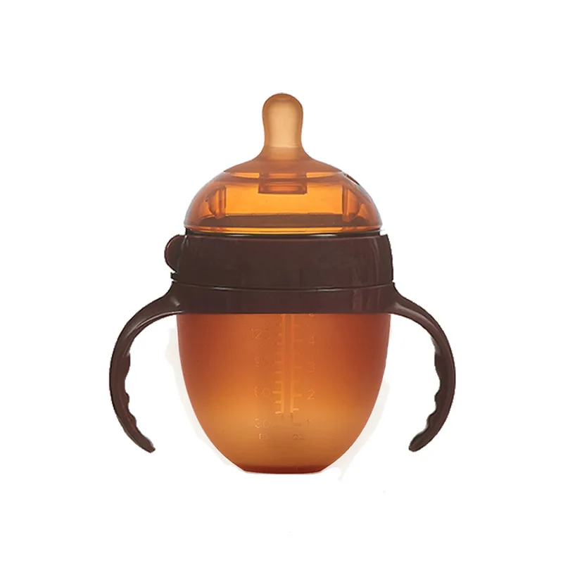 

Nano Silver Silicone Nursing Bottle Infant Ultra Large Wide Caliber with Handle Straw