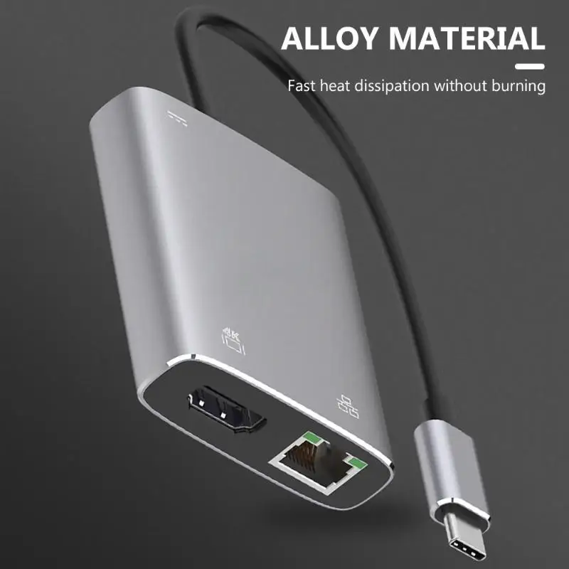 ALLOYSEED USB-C концентратор Тип с разъемами типа C и HDMI HD ТВ адаптер USB3.1 Тип-4 K HDMI конвертер для портативных ПК для MacBook samsung мобильного телефона Галактики