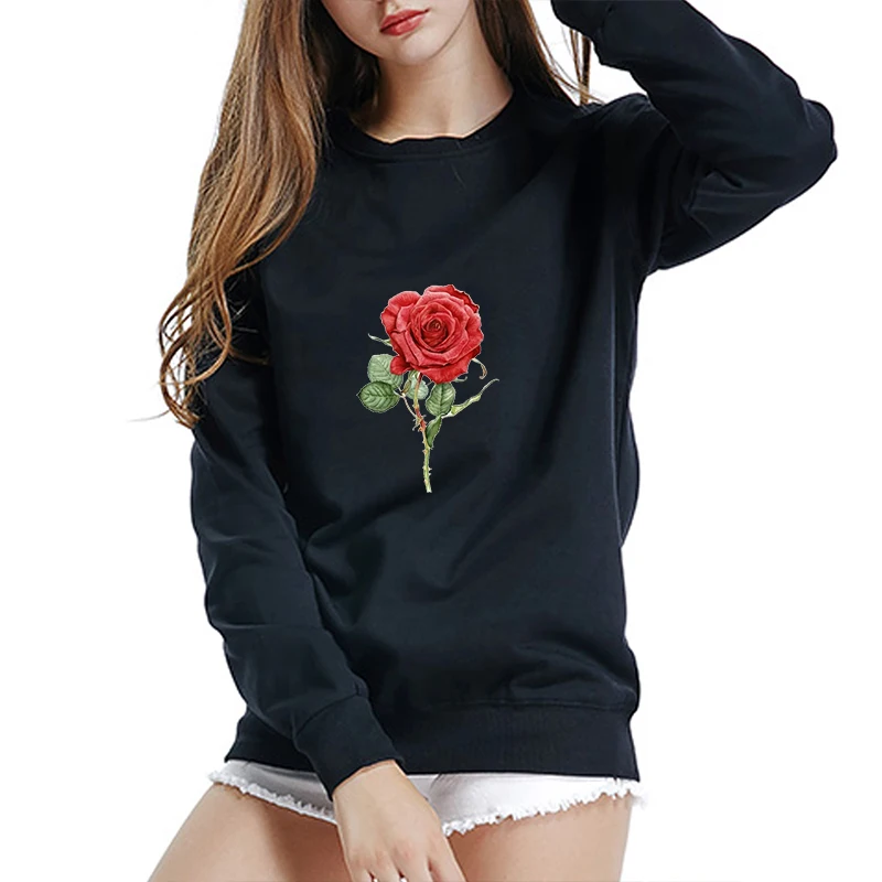 100% хлопок осень уличная принт с красными розами длинным рукавом безразмерная