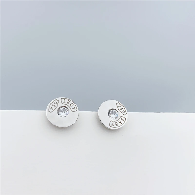 

1: 1 Original Model S925 Sterling Silver Earrings For Women Fashion 1837 Round Earrings Ladies LOGO Jewelry Birthday Gift